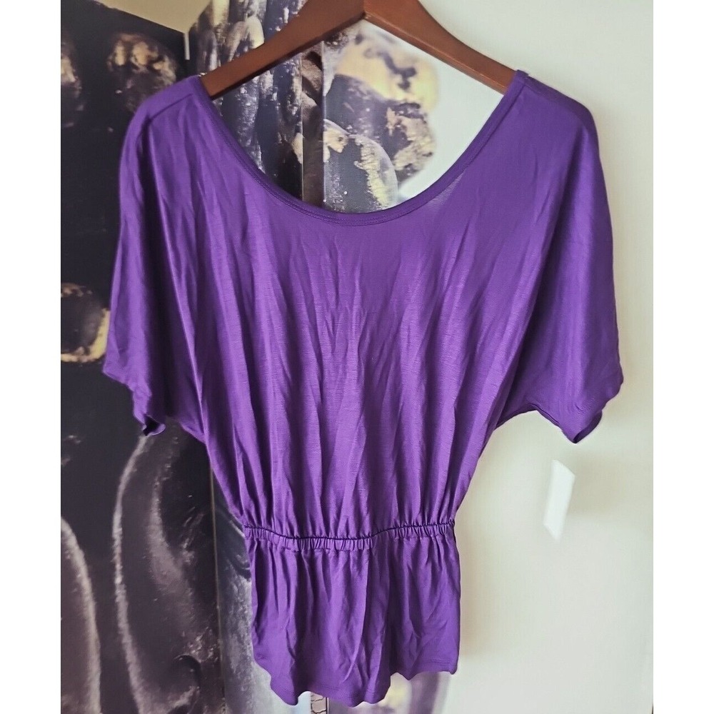 TRINA TURK Womens Purple Short Sleeve Rear Twist Blouse Size S NWT YJ01